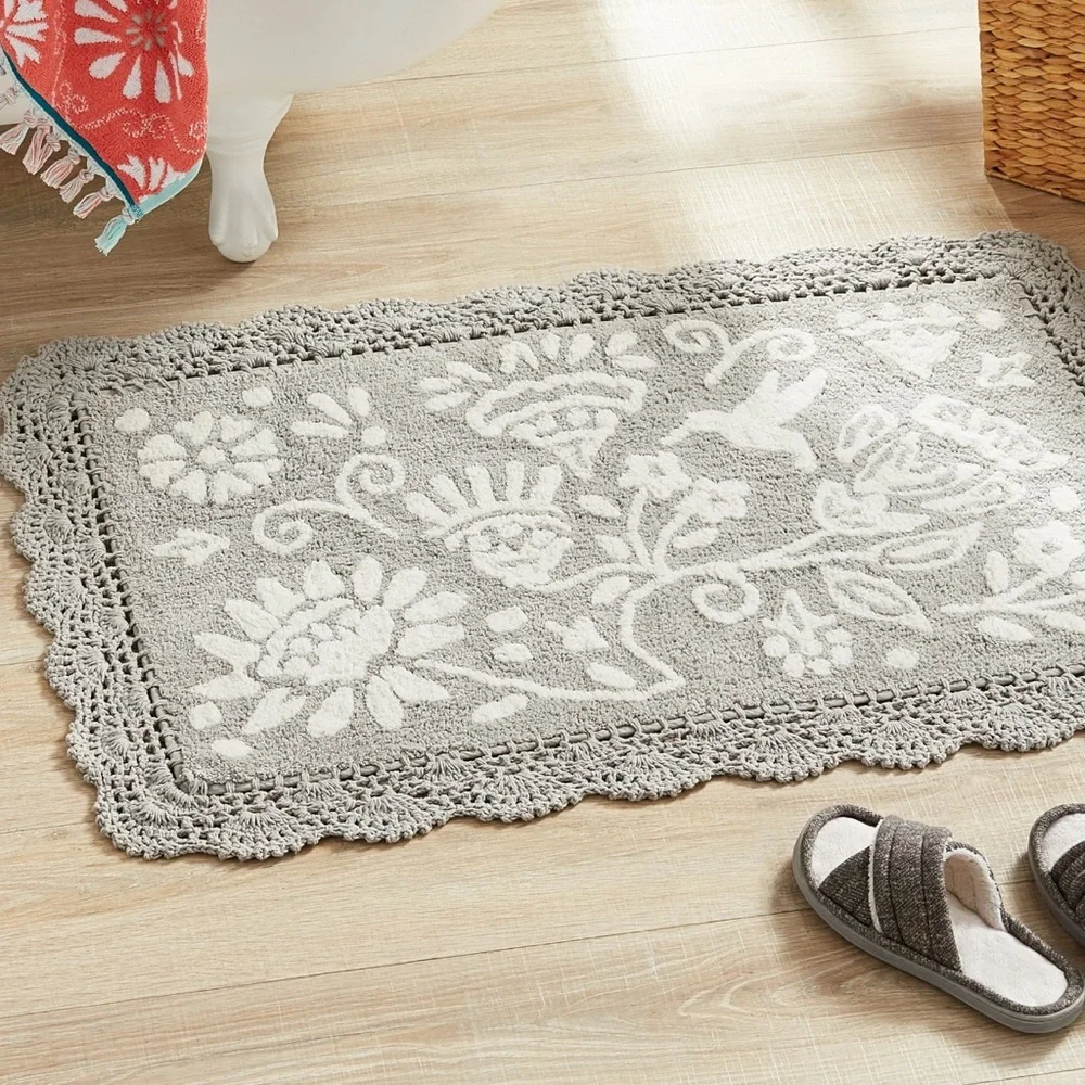 The Pioneer Woman Mazie Two-Color Floral Crochet Cotton Bath Rug, 20